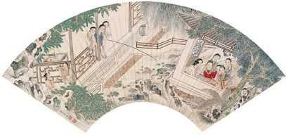 叶曼叔 梧庭消夏 扇面